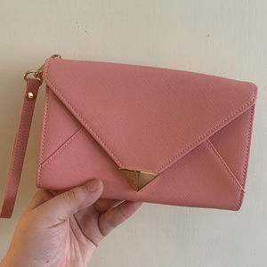 Pink Vegan Leather Wristlet